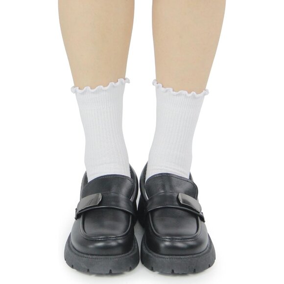 🆕Women White Casual Ankle Socks Cute Ruffle Lightweight Thin Cuff Frilly Design - Picture 6 of 6